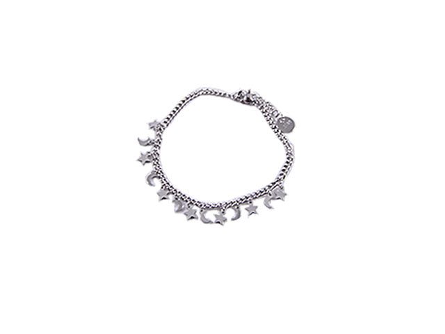 Bracciale acciaio c/lune e stelle