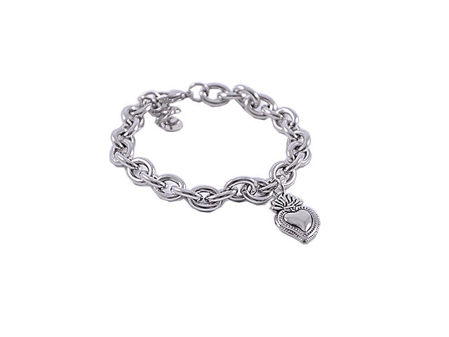 Bracciale argento catena cuore sacro