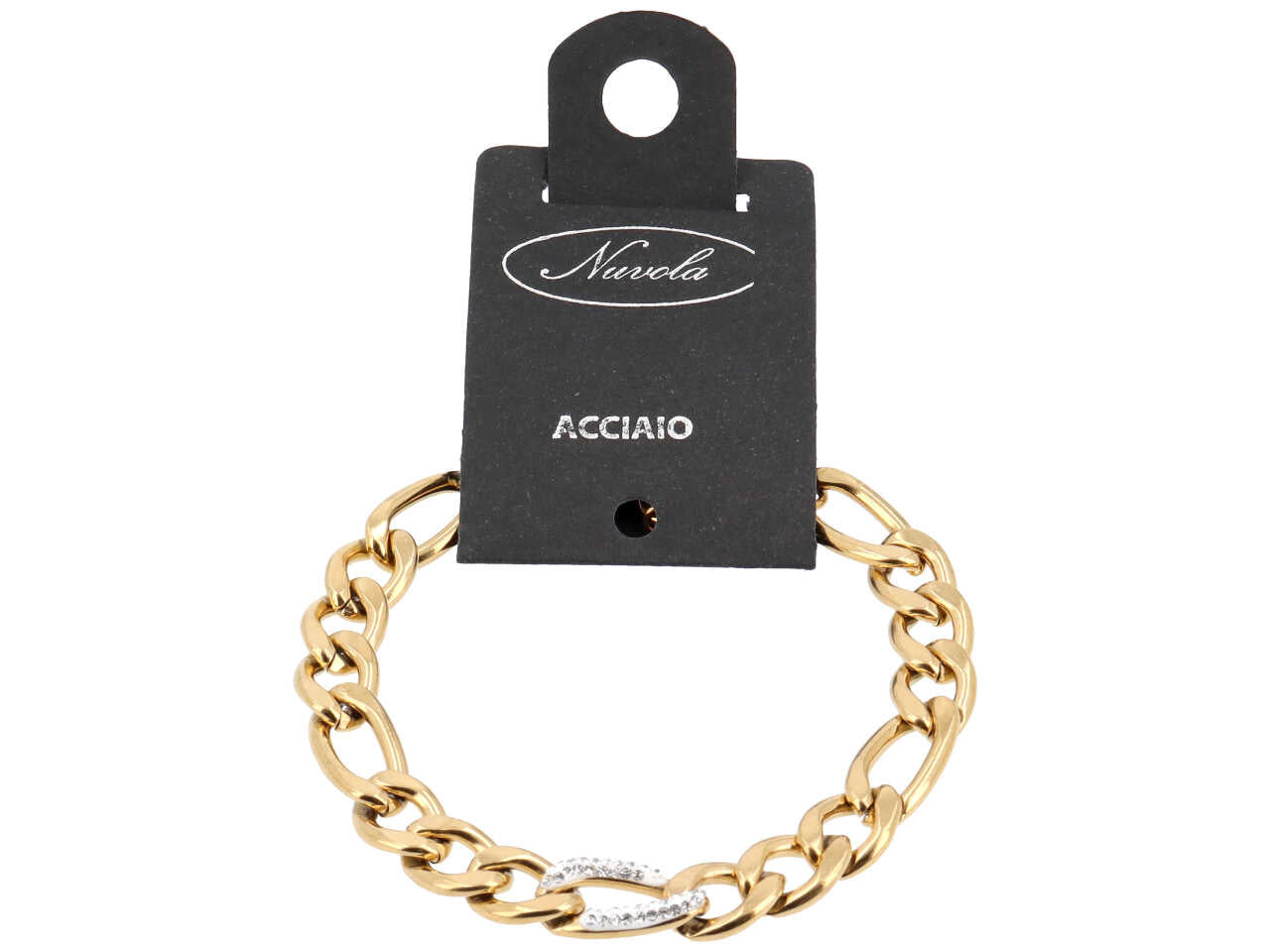 Bracciale groumette ovale strass oro