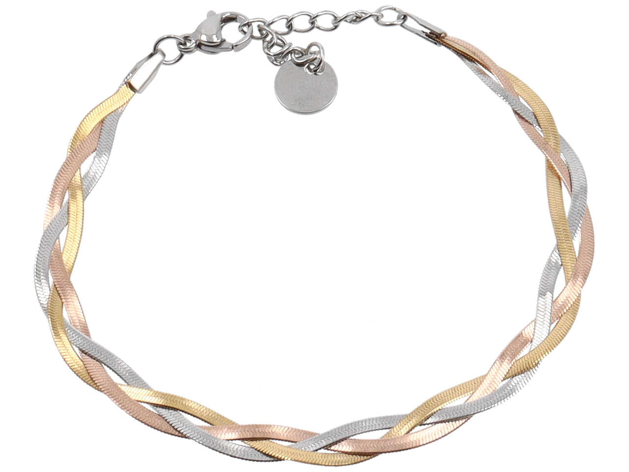 bracciale piattina 3fili intrecciati 3toni