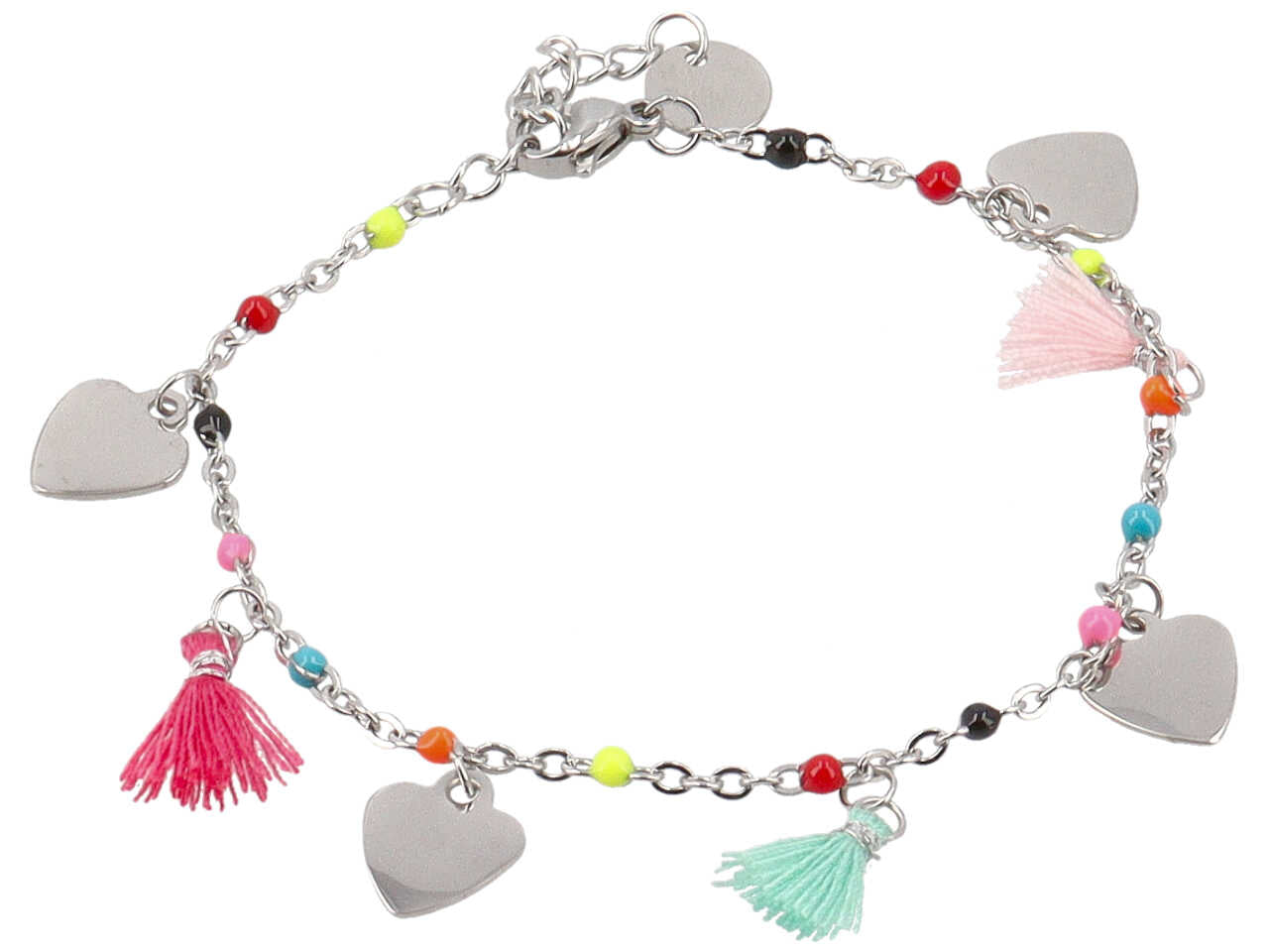 Bracciale con nappine e palline smaltate