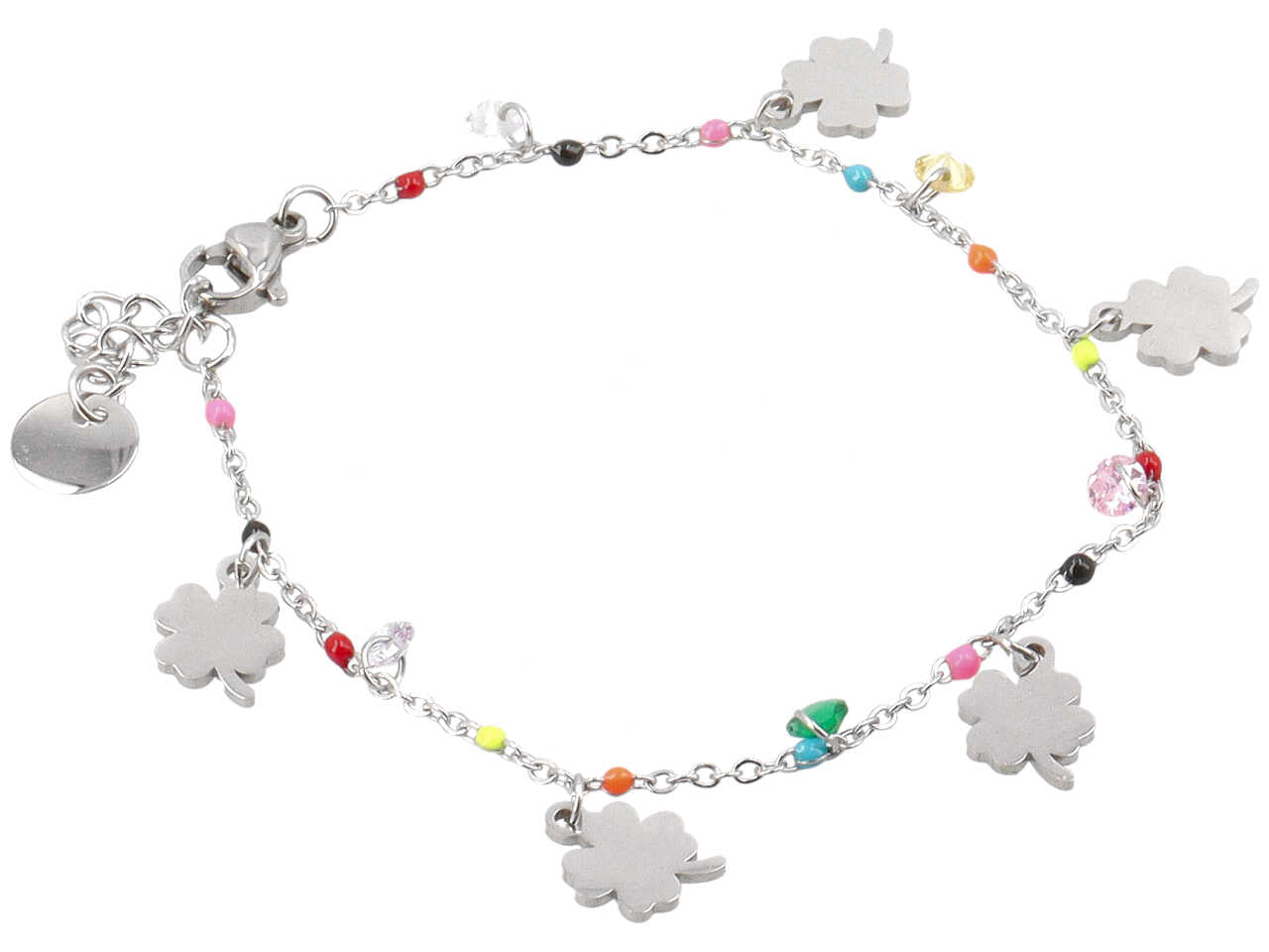 Bracciale con cristalli e quadrifogli