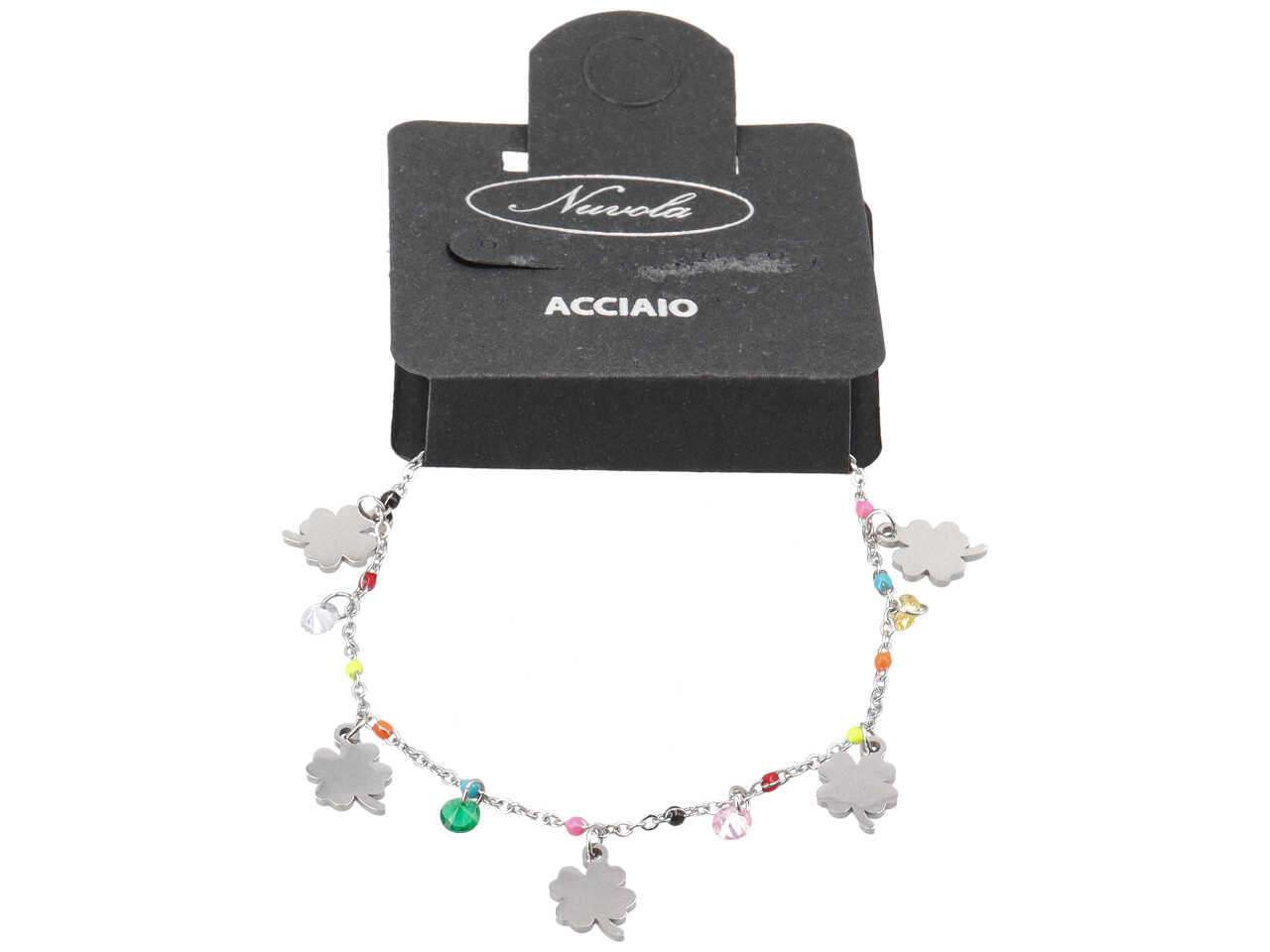Bracciale con cristalli e quadrifogli