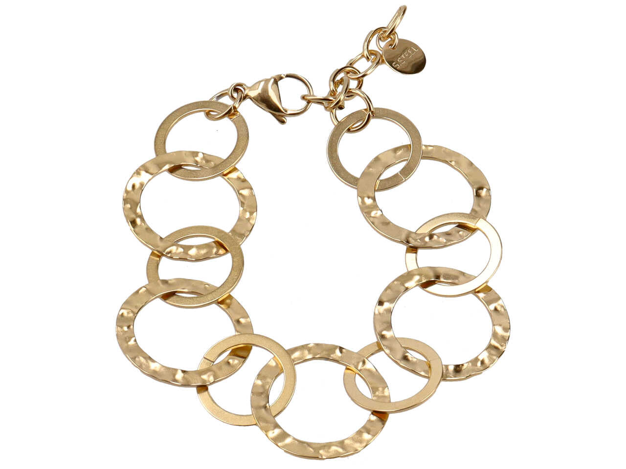 Bracciale ad anelli martellati tondi oro
