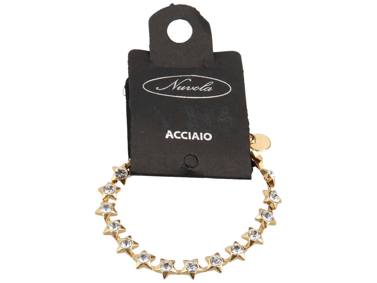 Bracciale tennis con stelle e rivoli bordati oro