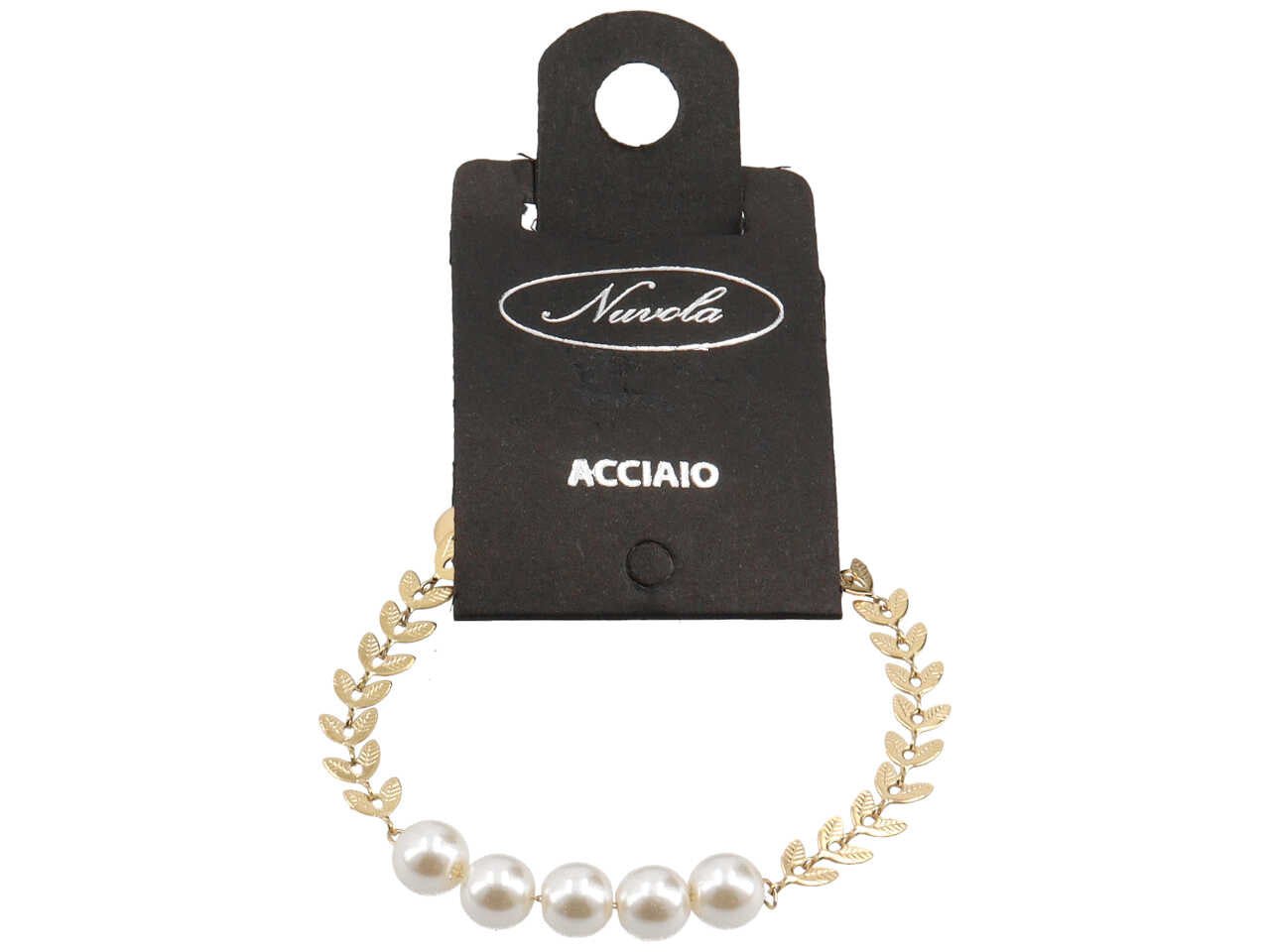 Bracciale foglie con perle centrali oro