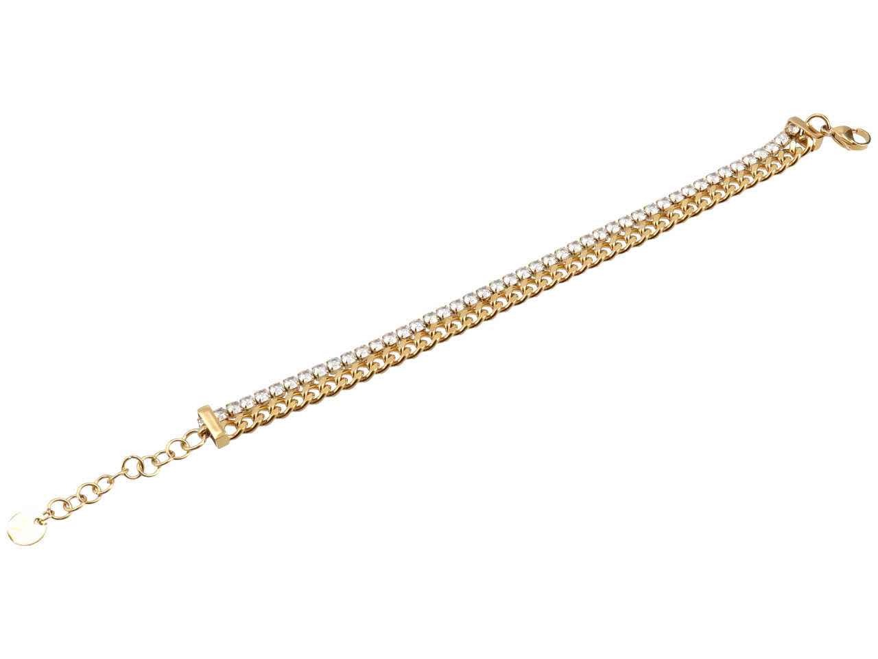 Bracciale oro groumette con bordo tennis