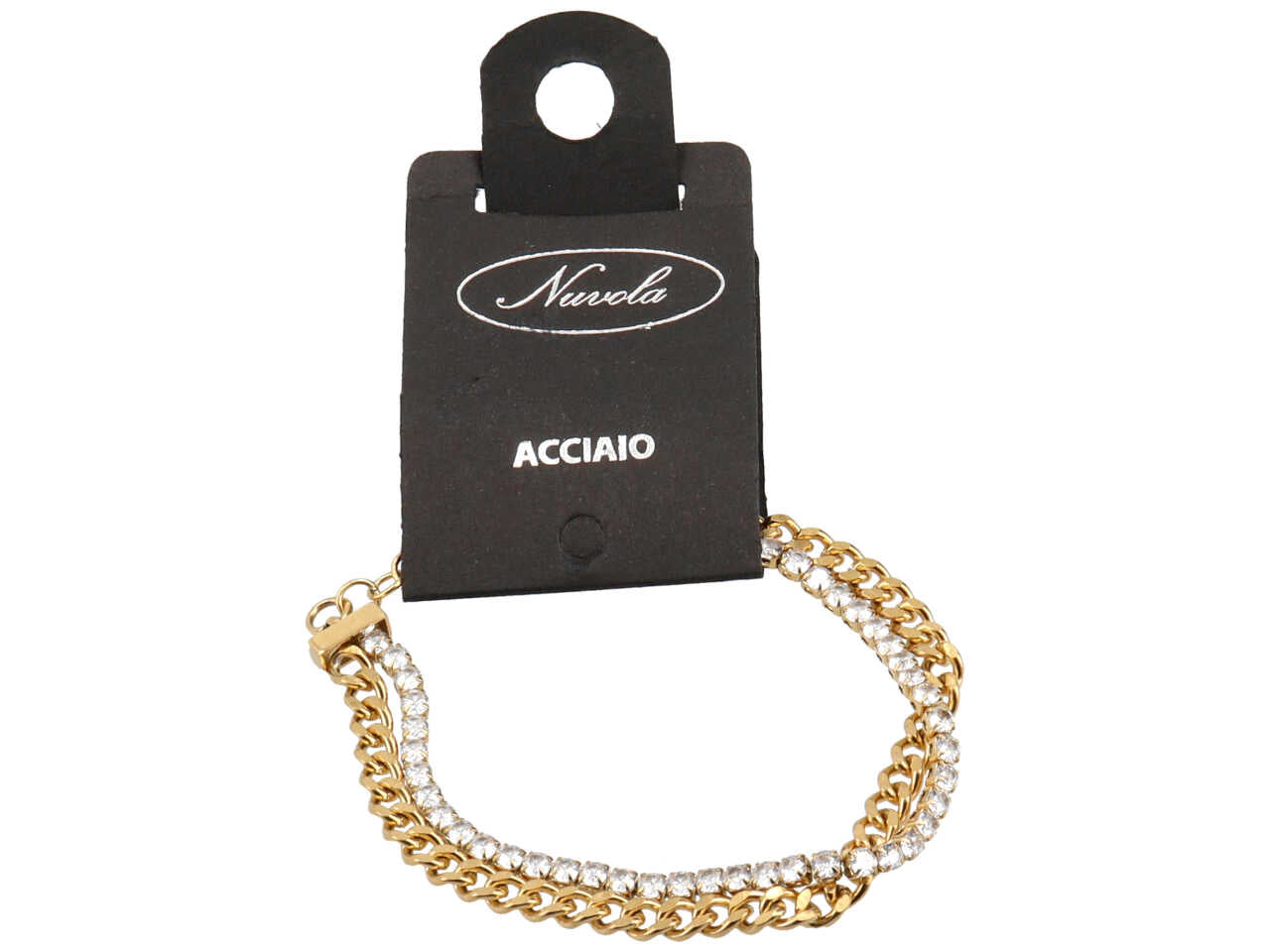 Bracciale oro groumette con bordo tennis
