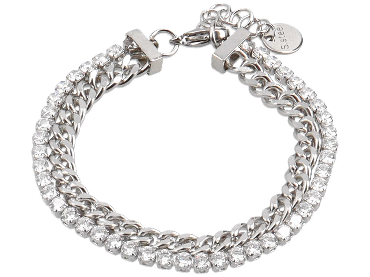 Bracciale groumette con bordo tennis