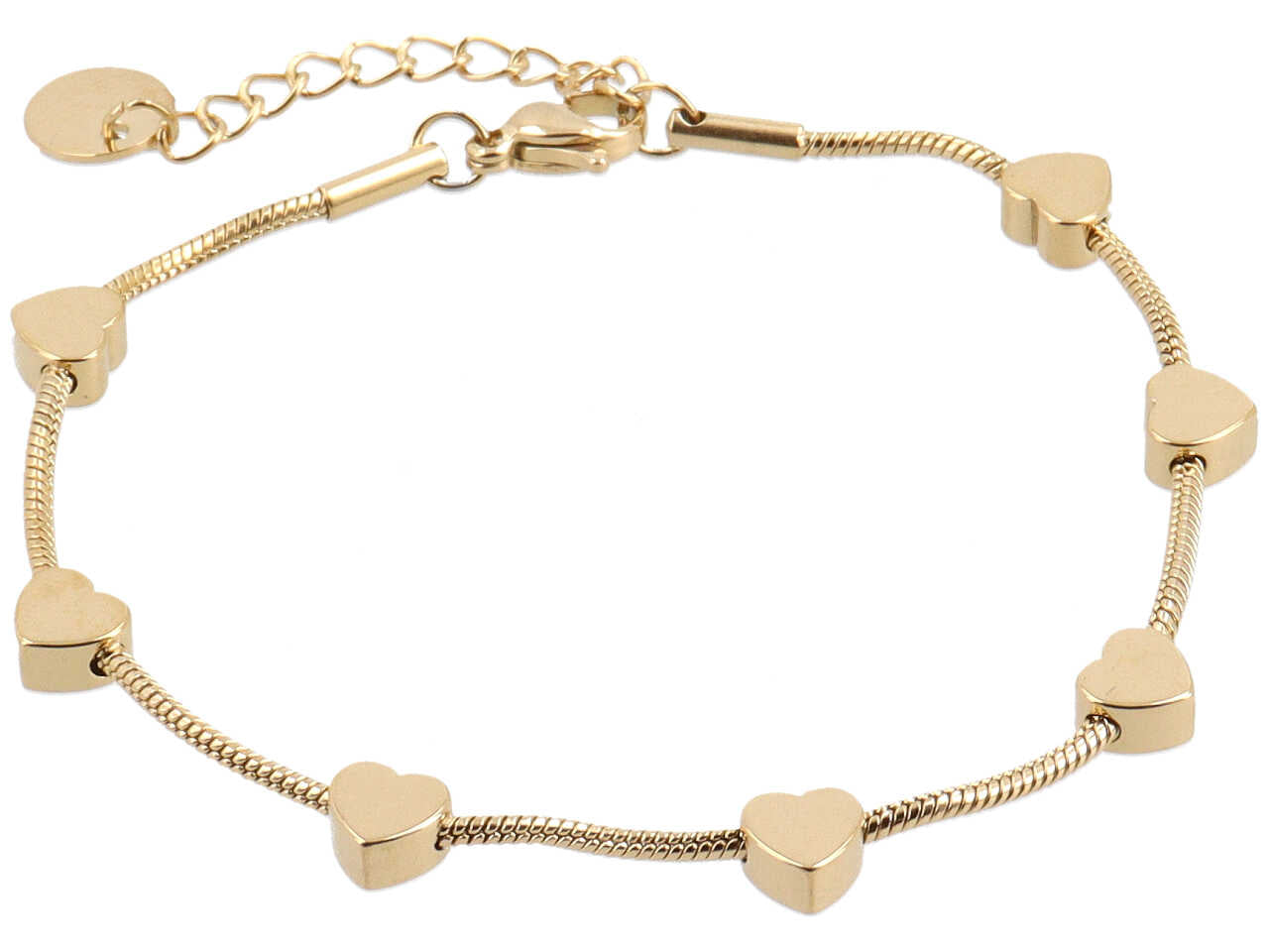 BRACCIALE ORO CODA TOPO 7 CUORICINI ALTERNI
