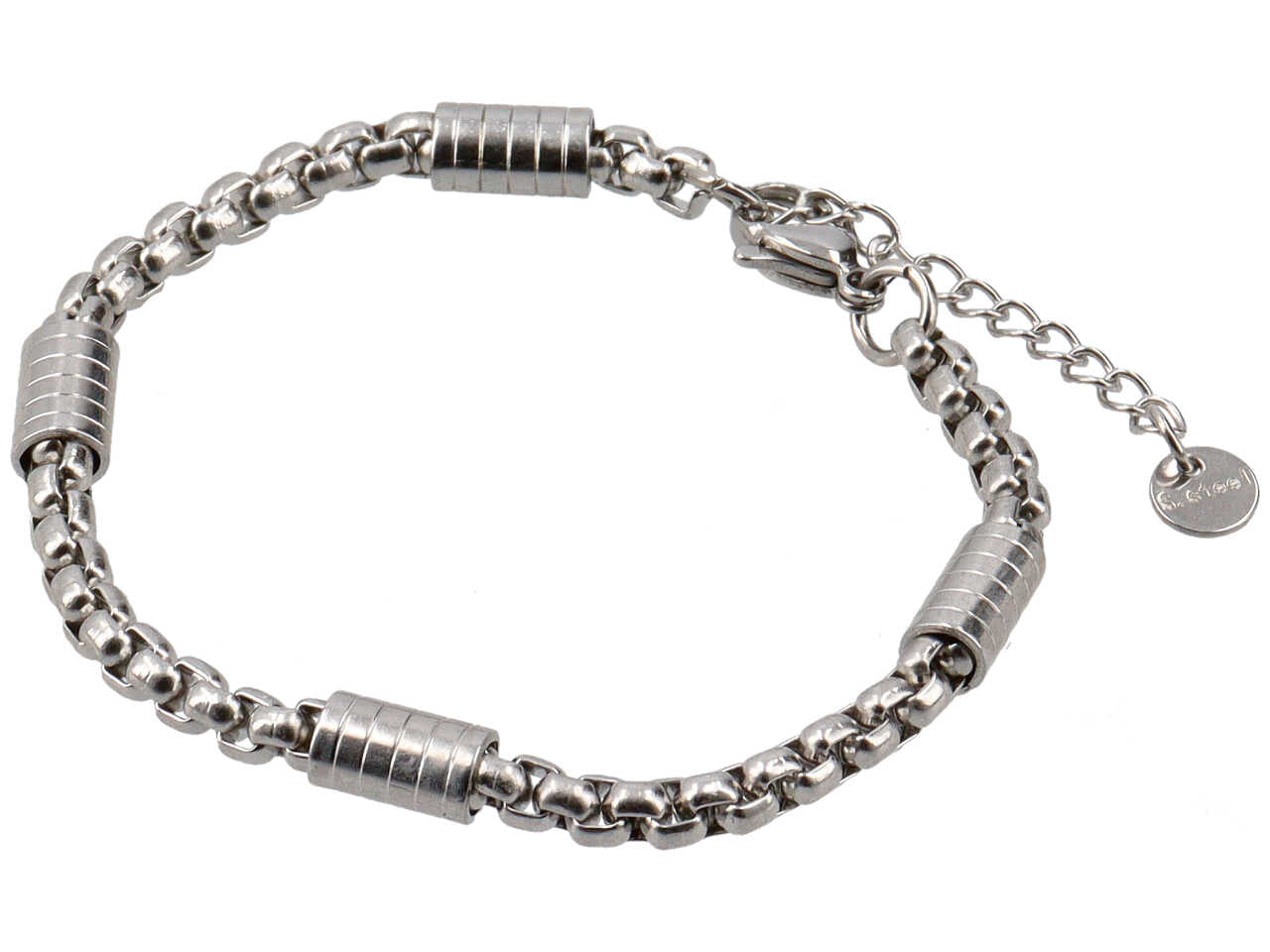 Bracciale con anelli intrecciati e barilotti