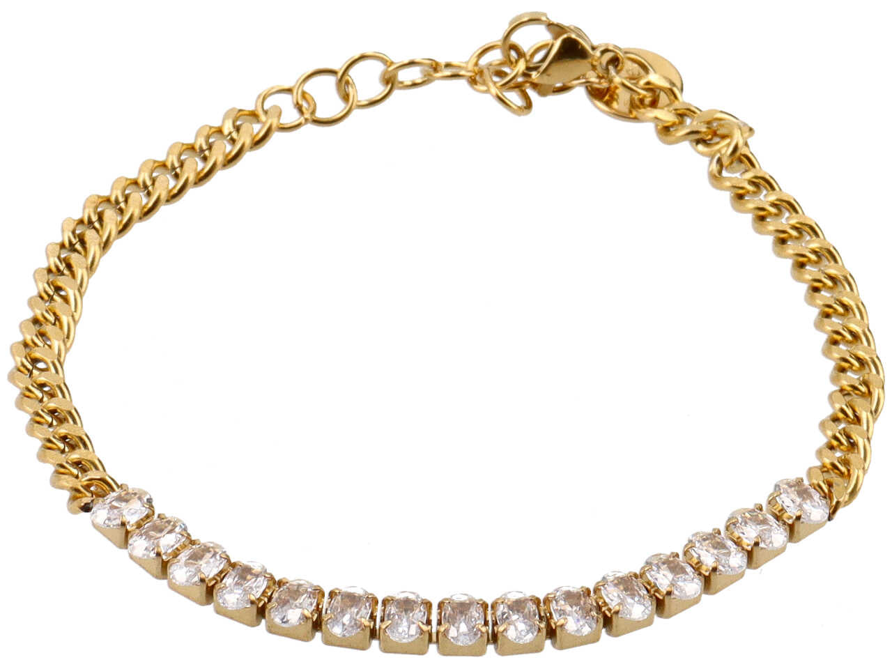 Bracciale oro groumette con zirconi centrali