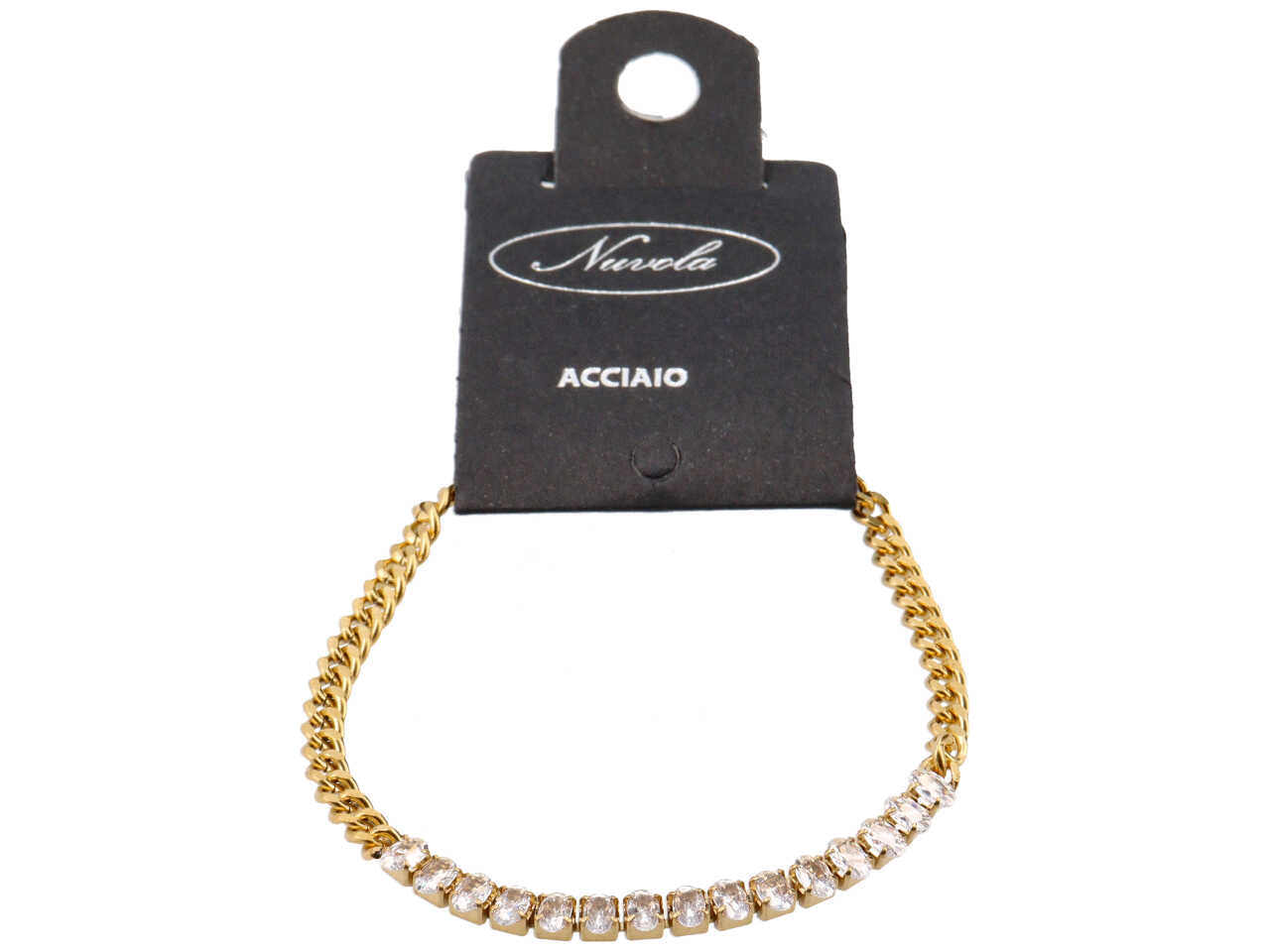 Bracciale oro groumette con zirconi centrali