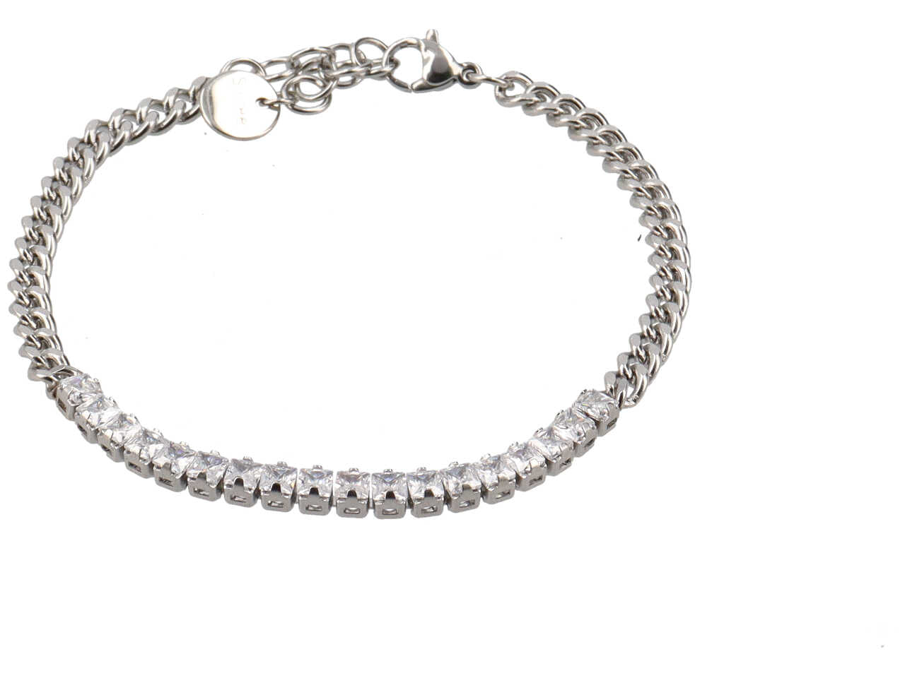 Bracciale groumette con strass quadrati centrali