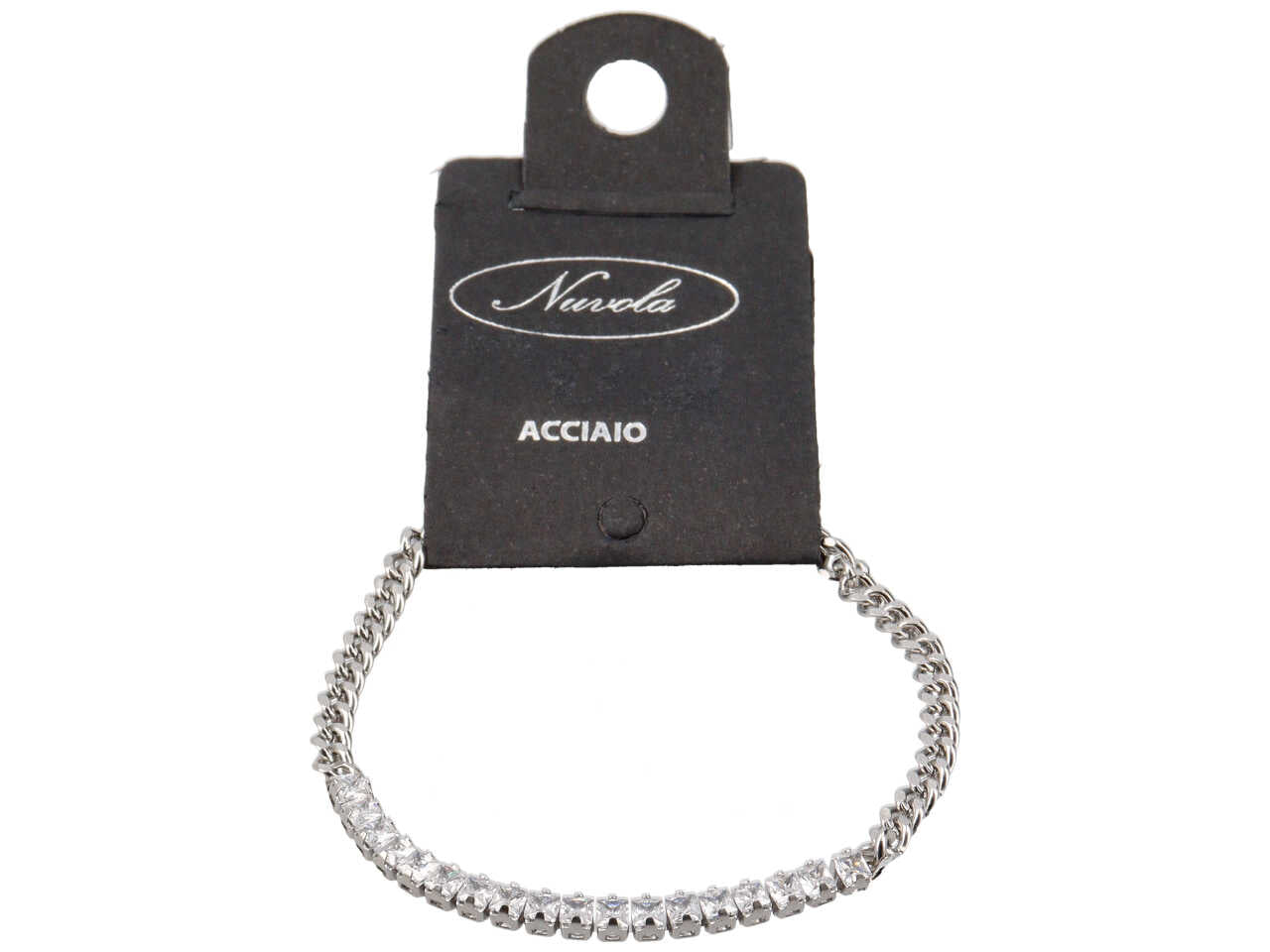 Bracciale groumette con strass quadrati centrali
