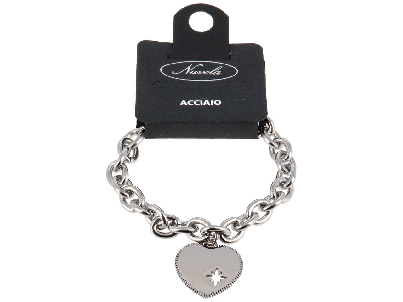 Bracciale a catena con cuore e bordo zigrinato