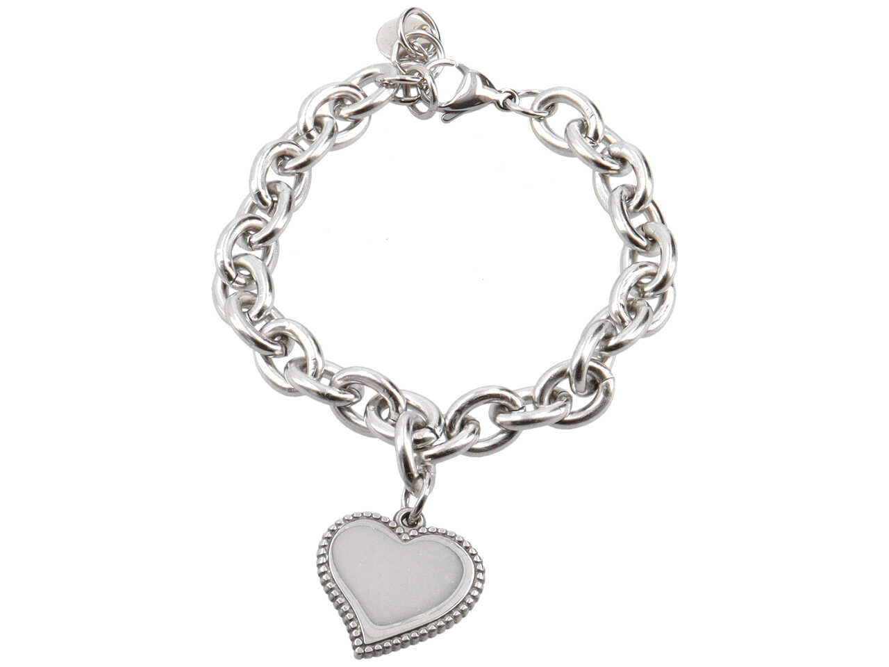 Bracciale a catena con cuore storto e bordato