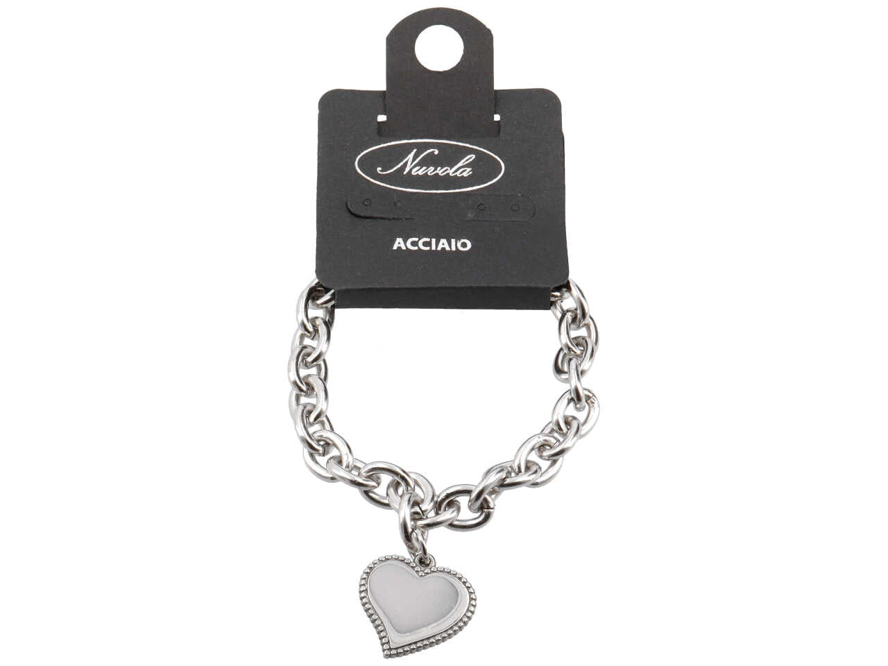 Bracciale a catena con cuore storto e bordato