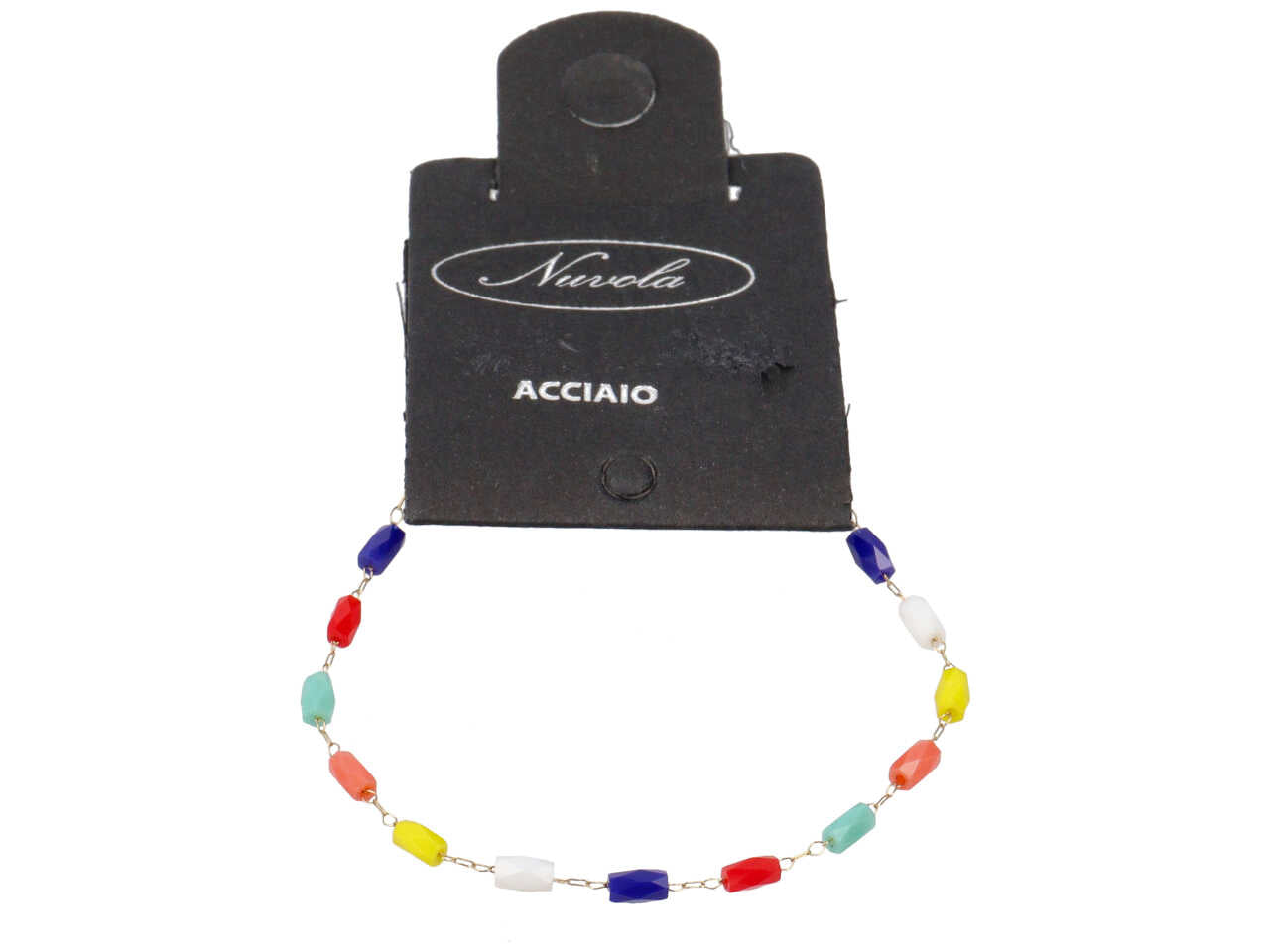 Bracciale oro con barilotti in vetro multicolor