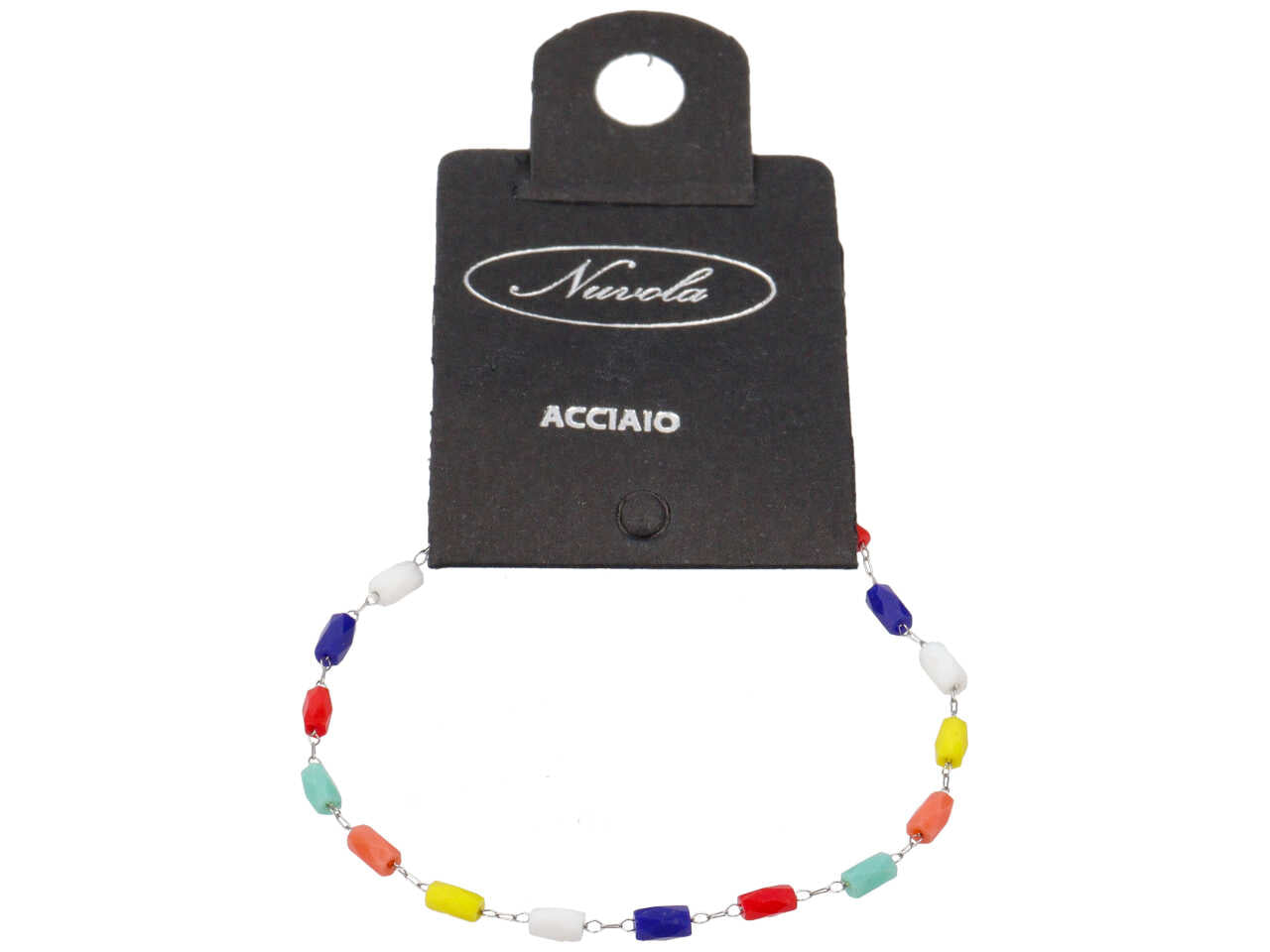 Collana con barilotti in vetro multicolor