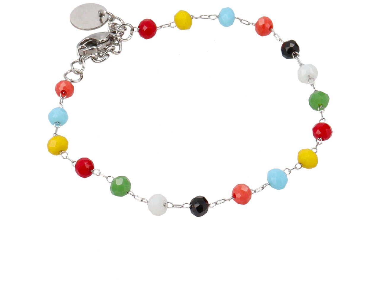 Bracciale con sfere in vetro multicolor