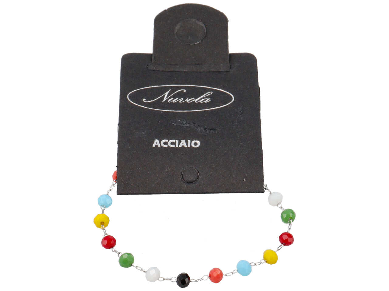 Bracciale con sfere in vetro multicolor