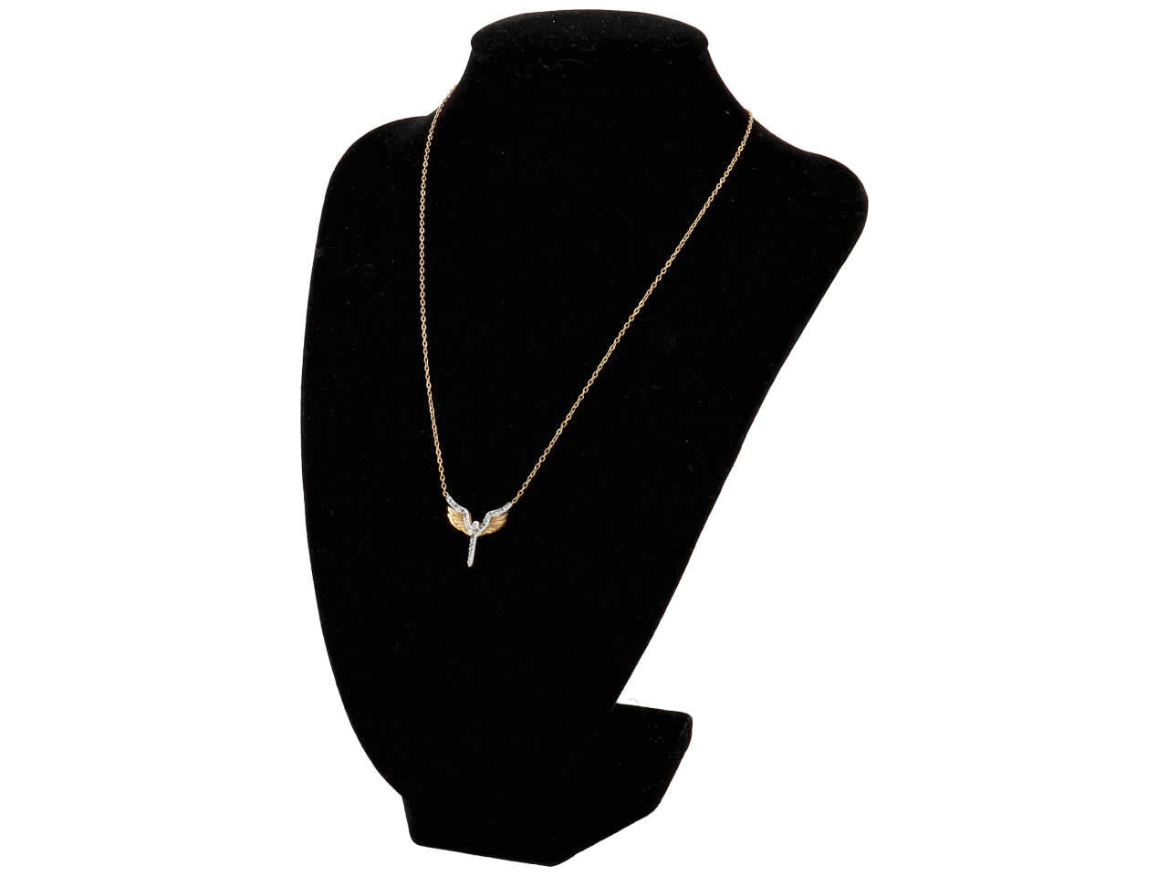 Collana acciaio con angelo oro e strass