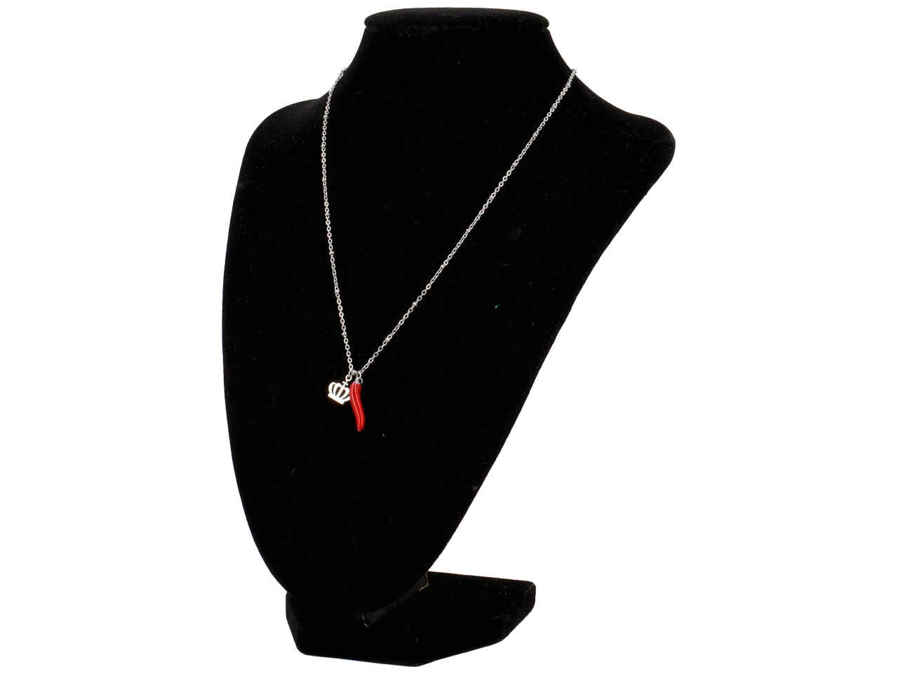 Collana in acciaio con cornetto e corona