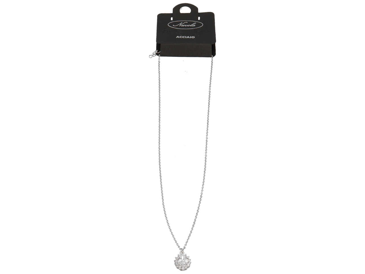Collana acciaio con pietra ovale crystal