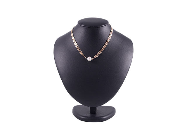 Collana foglie c/perla oro e foglie