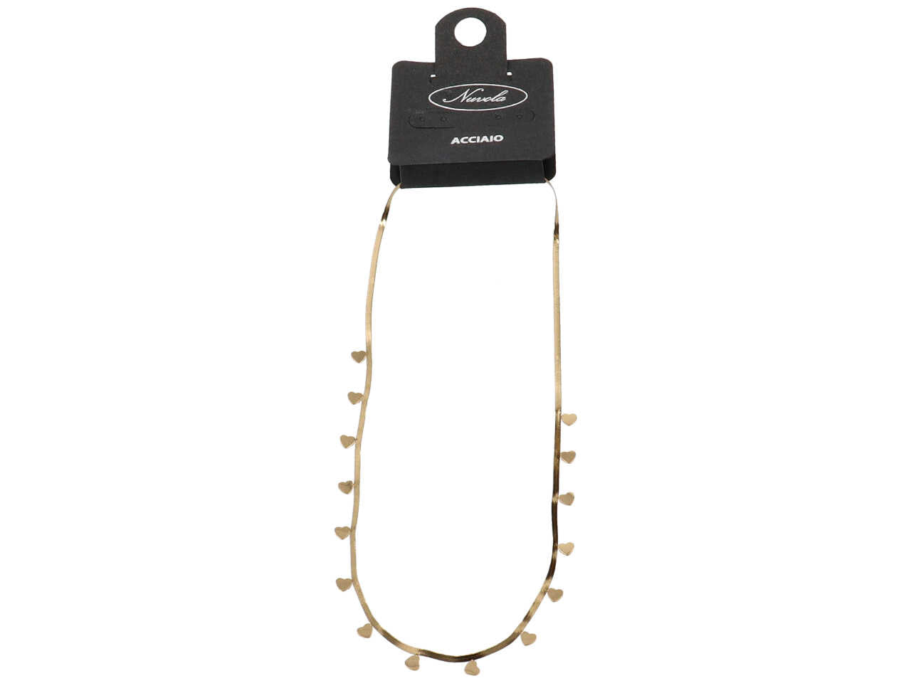 Collana piattina 15 cuoricini oro