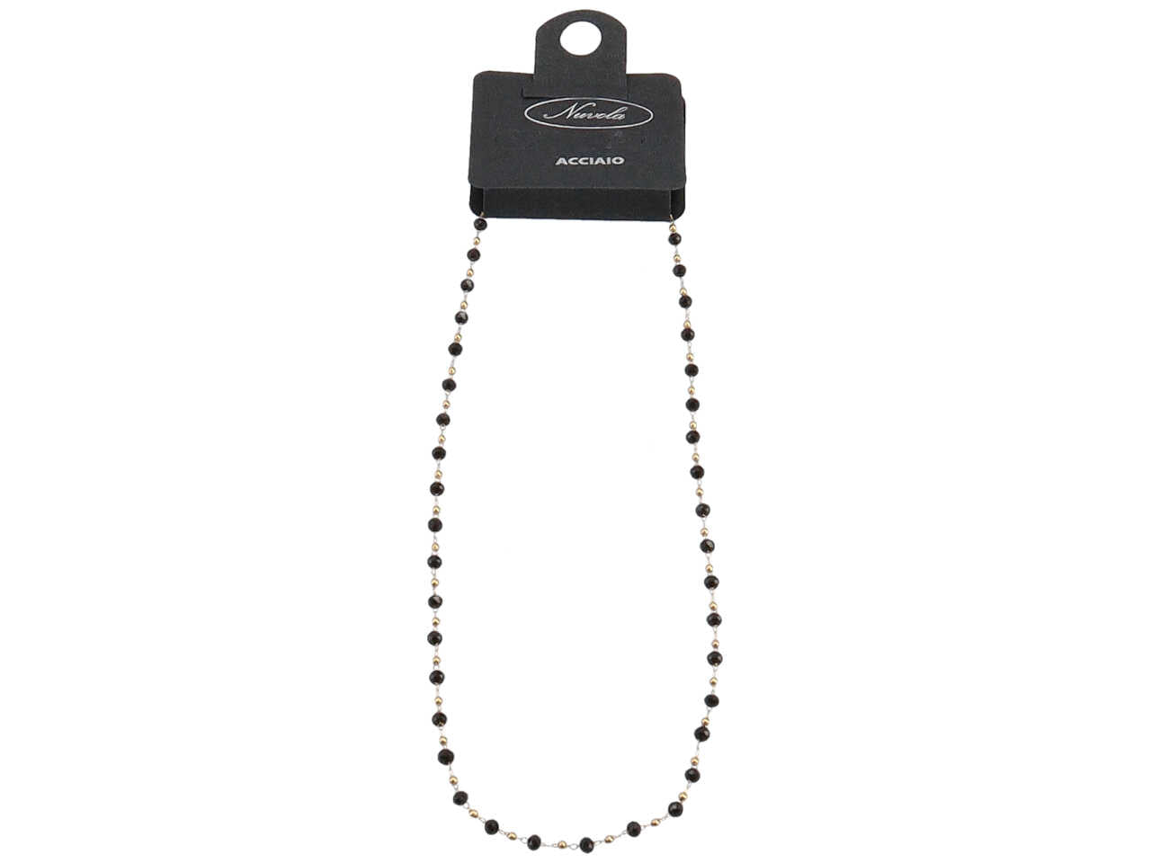 collana oro c/sfere+cristalli neri