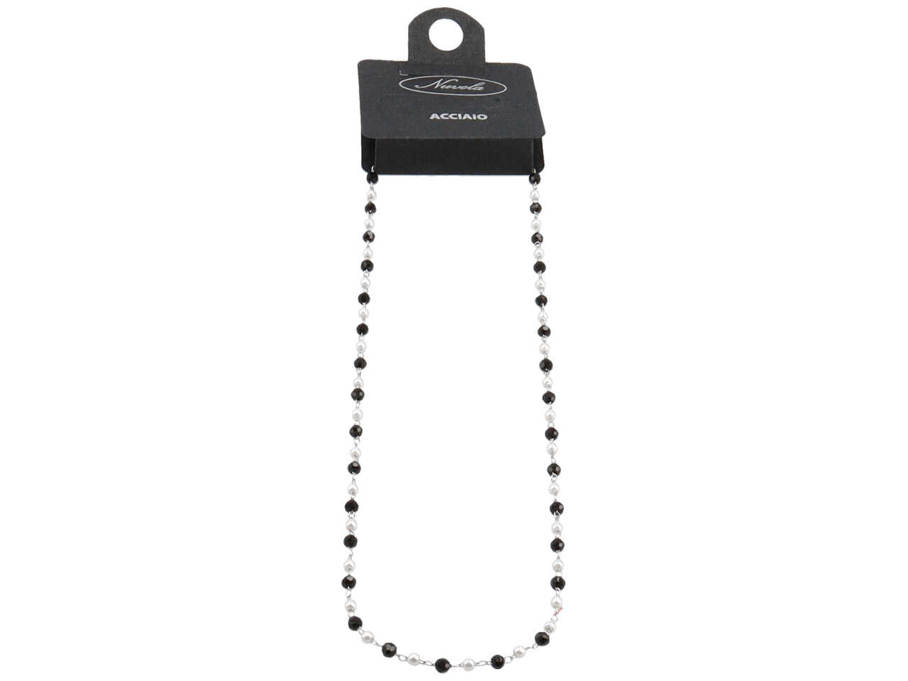 Collana c/cristalli neri+perline