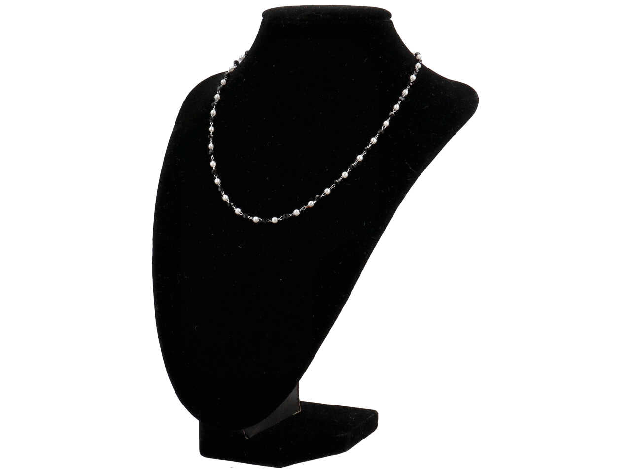 Collana c/cristalli neri+perline