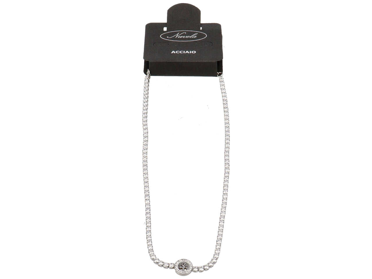 Collana tennis con albero della vita e strass