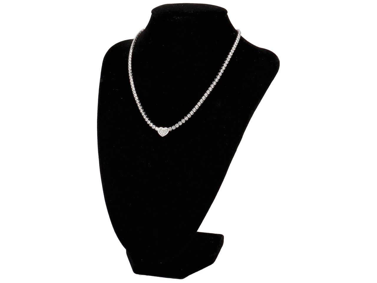 Collana tennis con cuore centrale e strass