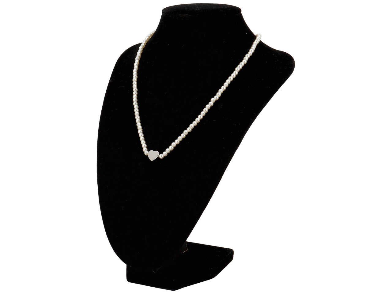 Collana perline bianche con cuore centrale