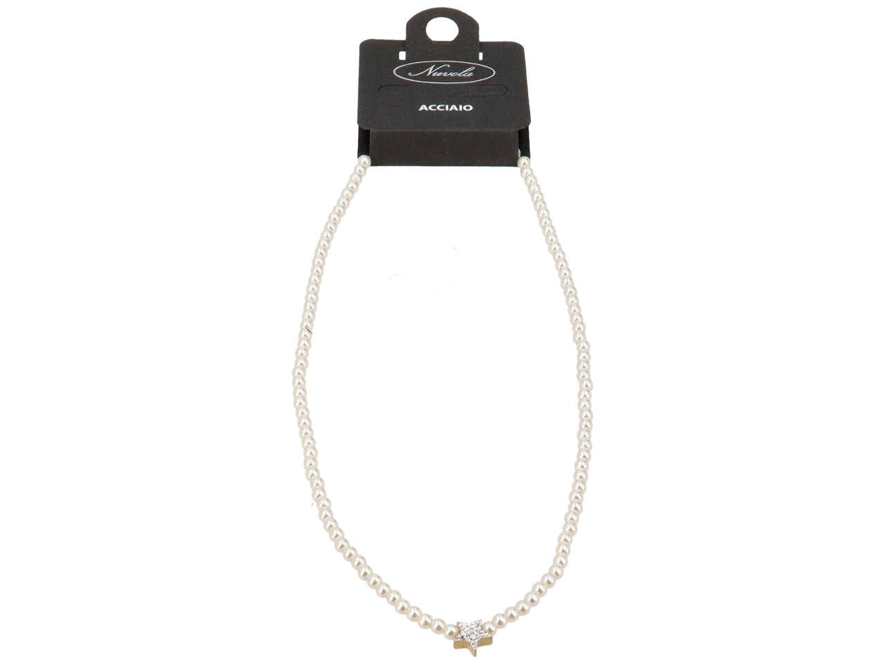 Collana perle e stelle con strass