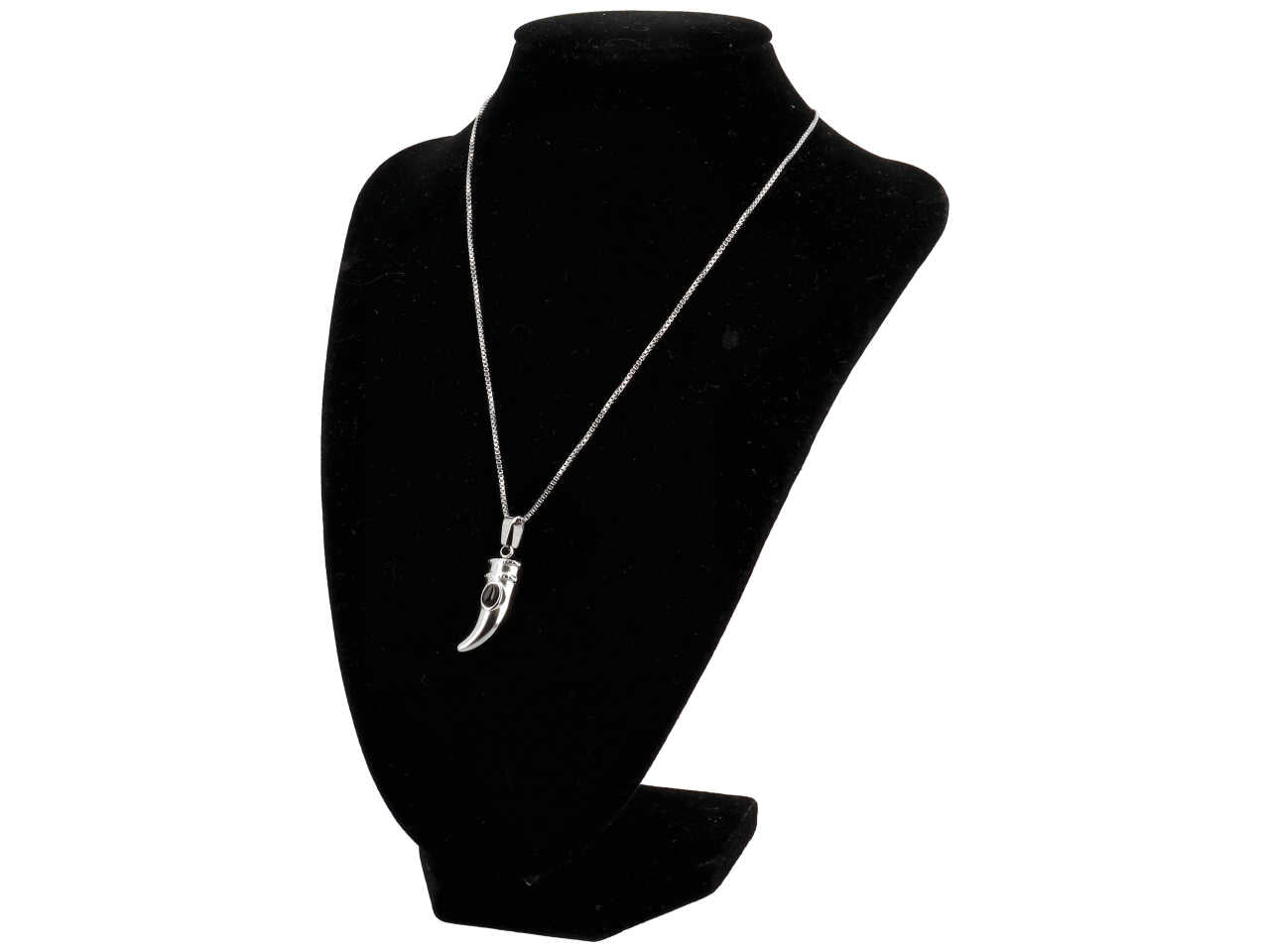 Collana argentata con corno e inserto pietra
