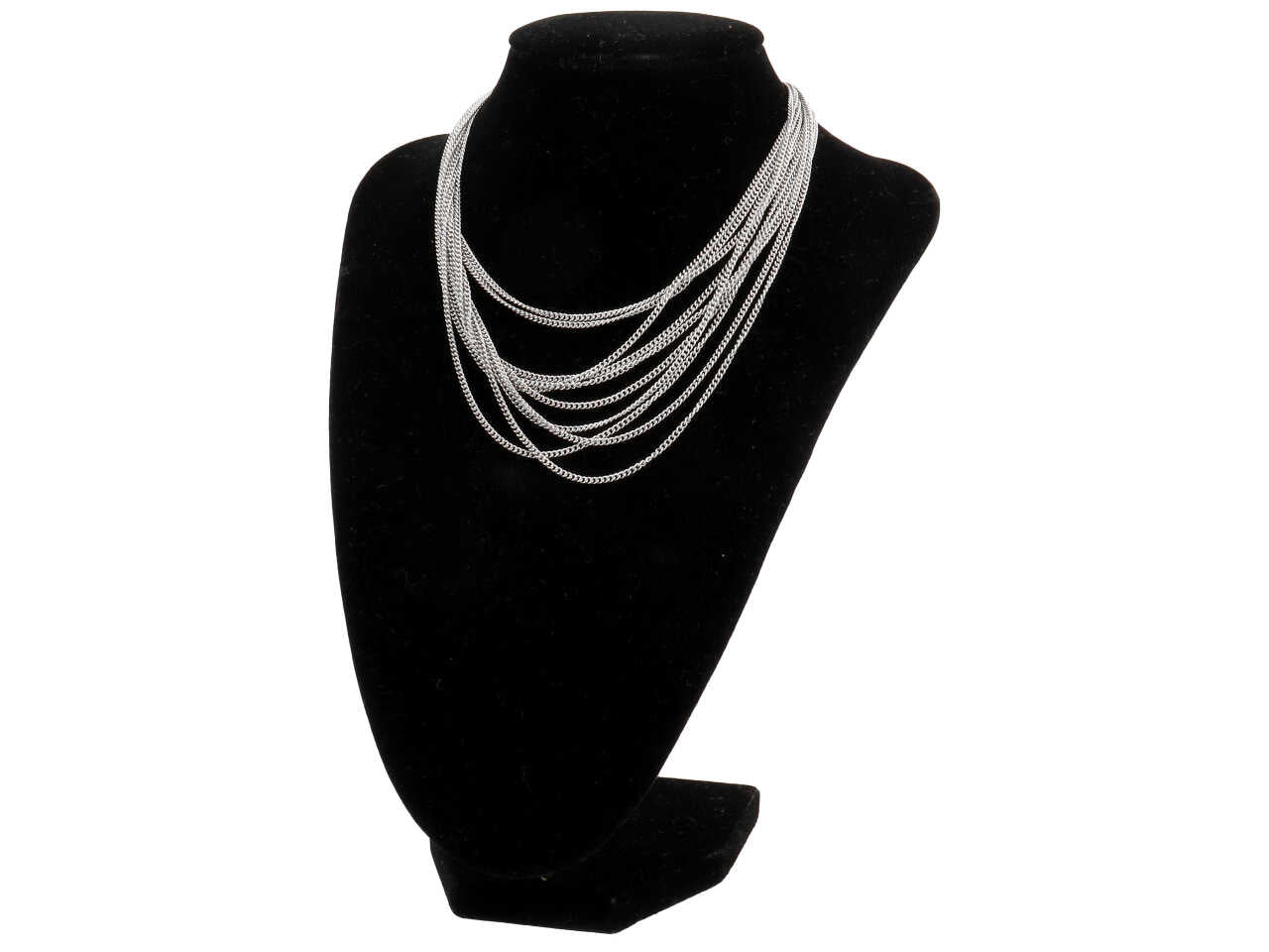Collana corta multifilo argento