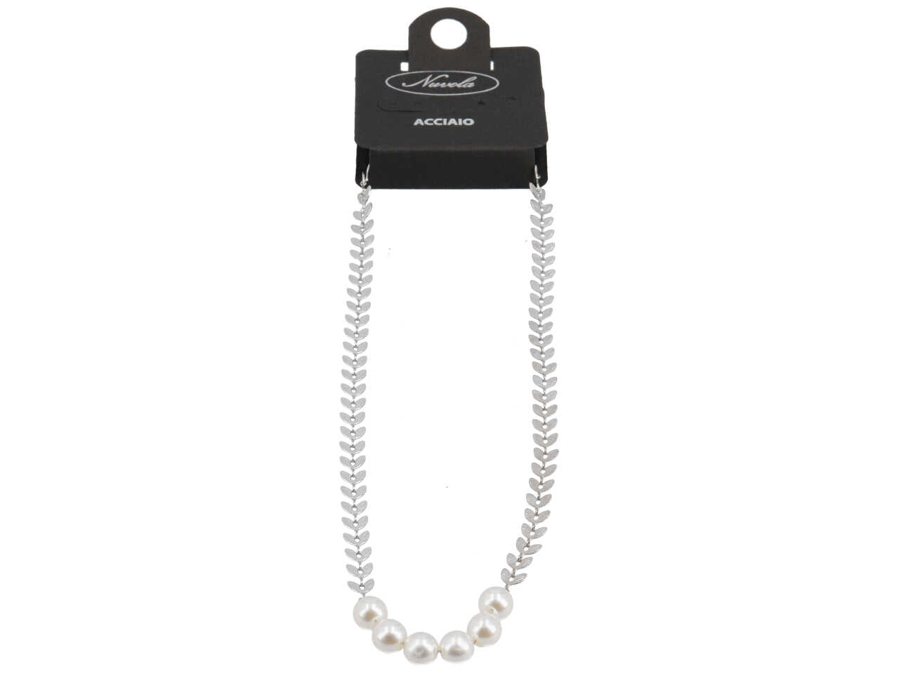 Collana foglie e 6 perle centrali