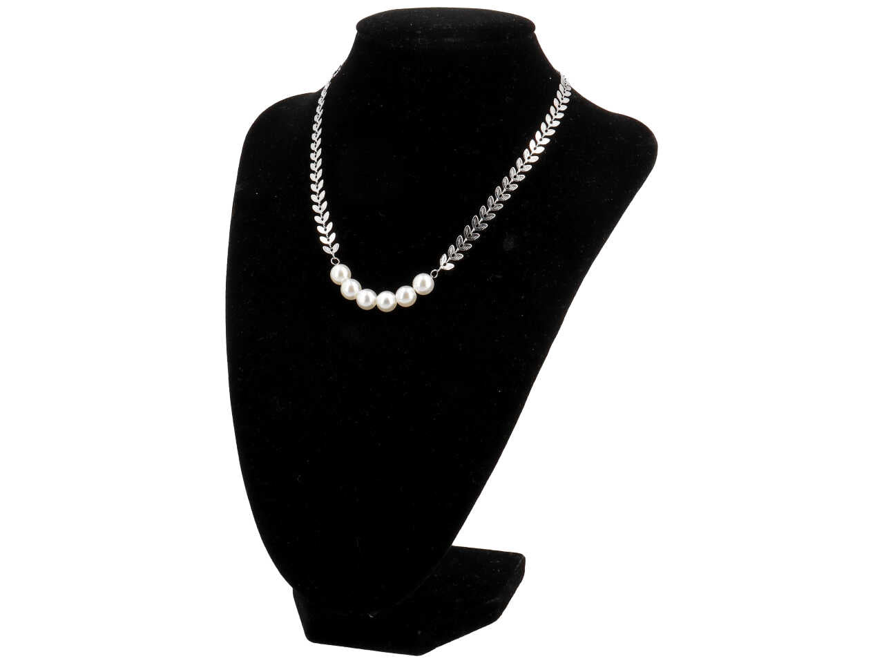 Collana foglie e 6 perle centrali
