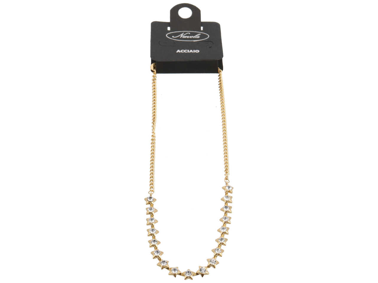 Collana oro groumette e cuori con rivoli bordati