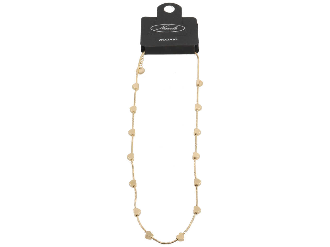 Collana oro coda di topo con cuori alterni