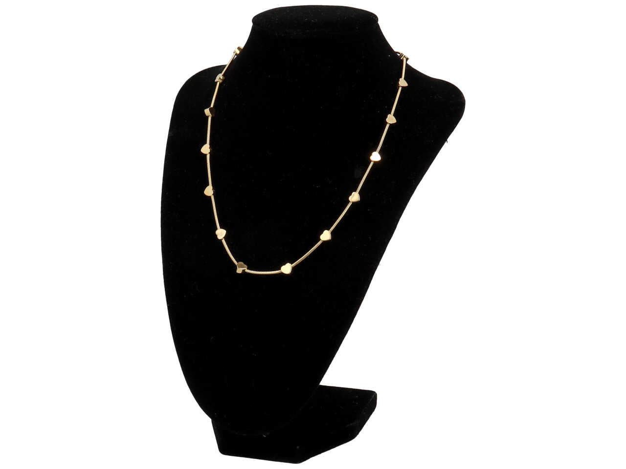 Collana oro coda di topo con cuori alterni