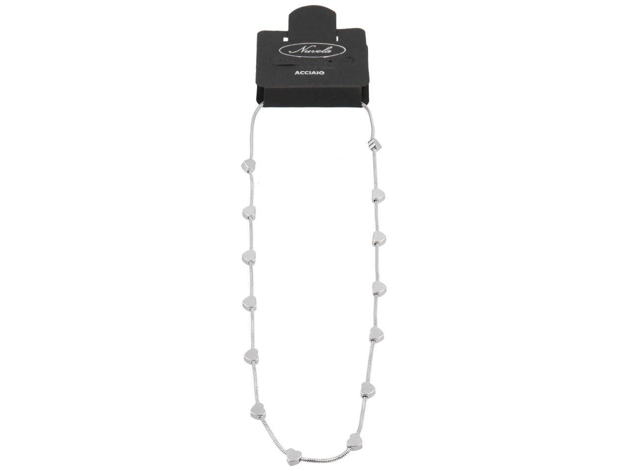 Collana coda di topo con cuori alterni