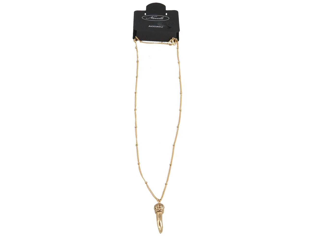 Collana con sfere e ciondolo a forma di corno oro