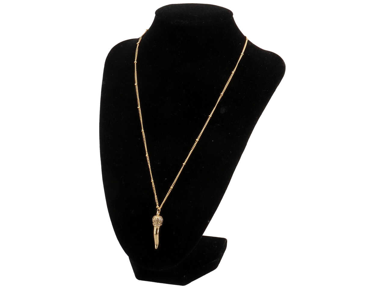 Collana con sfere e ciondolo a forma di corno oro