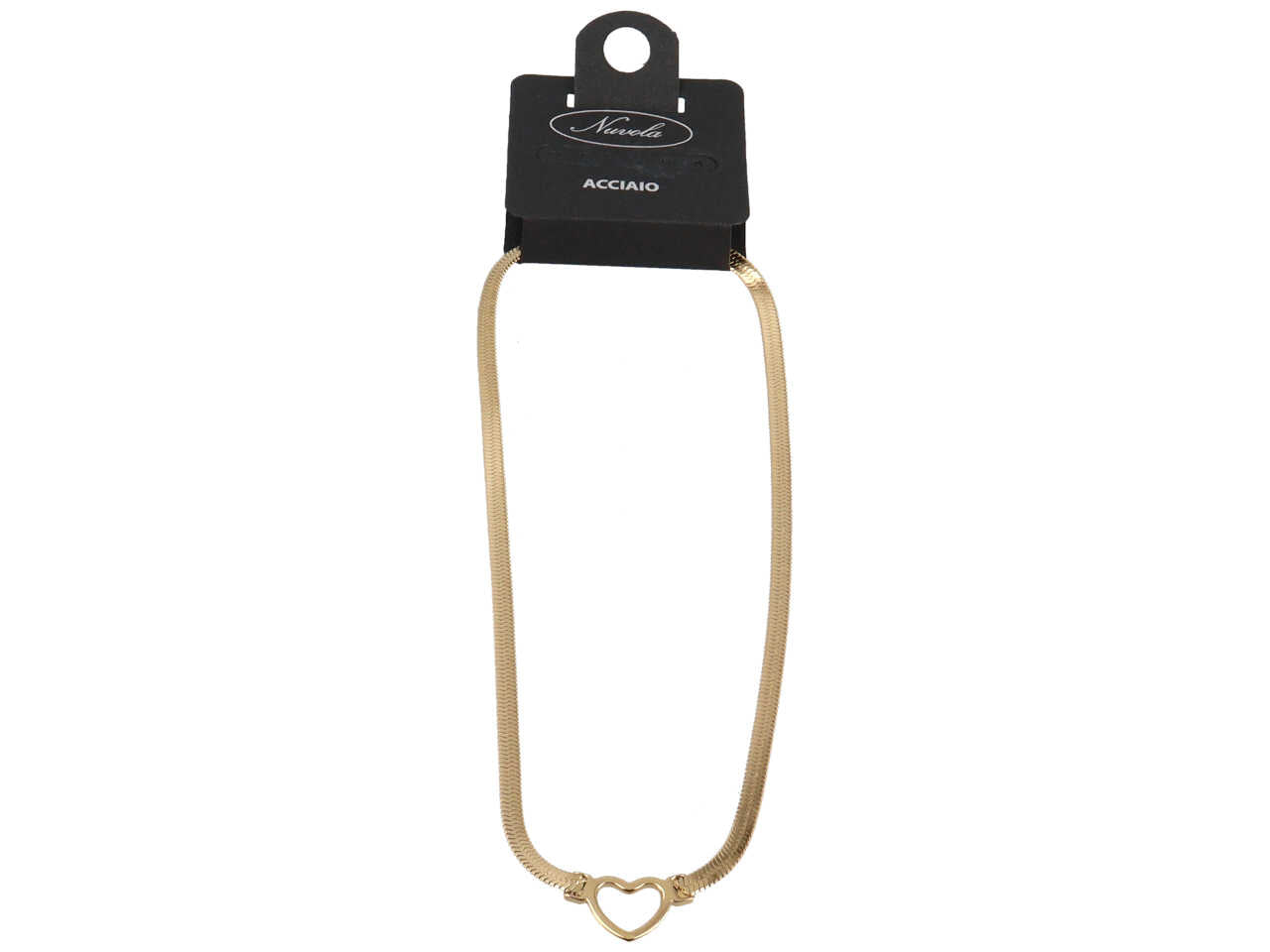 collana piattina con cuore forato centrale oro