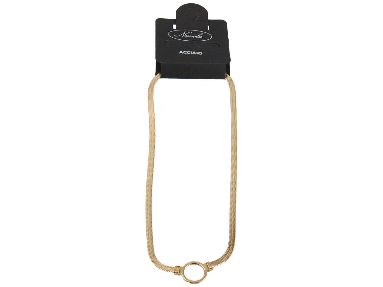 Collana piattina con tondo forato centrale oro